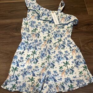 Janie and Jack Blue and Green Jungle theme Romper